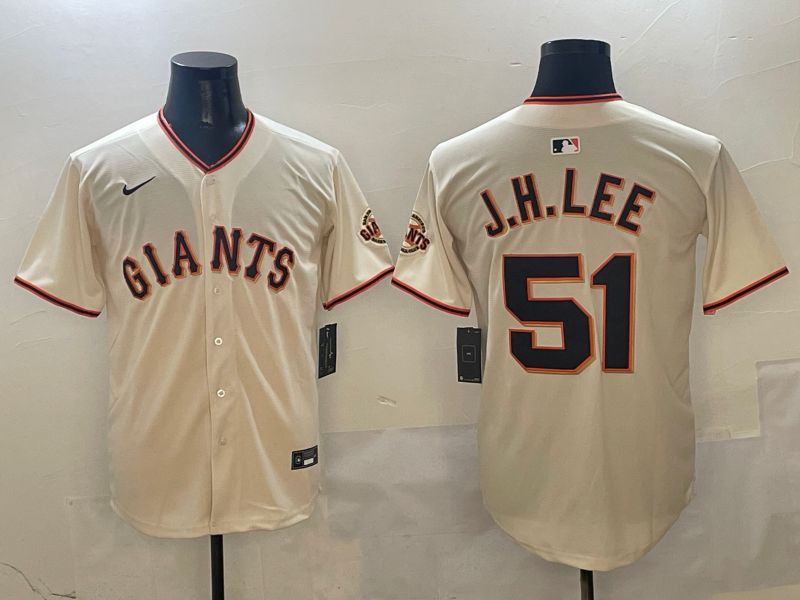 Men San Francisco Giants #51 J.H.Lee Cream Game Nike 2025 MLB Jersey style 1